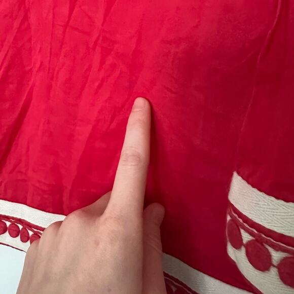 Tory Burch Long Sleeve Cotton Tunic in Carnival Red - Picture 7 of 7